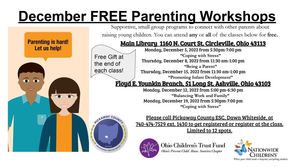 Flier of free parenting workshops
