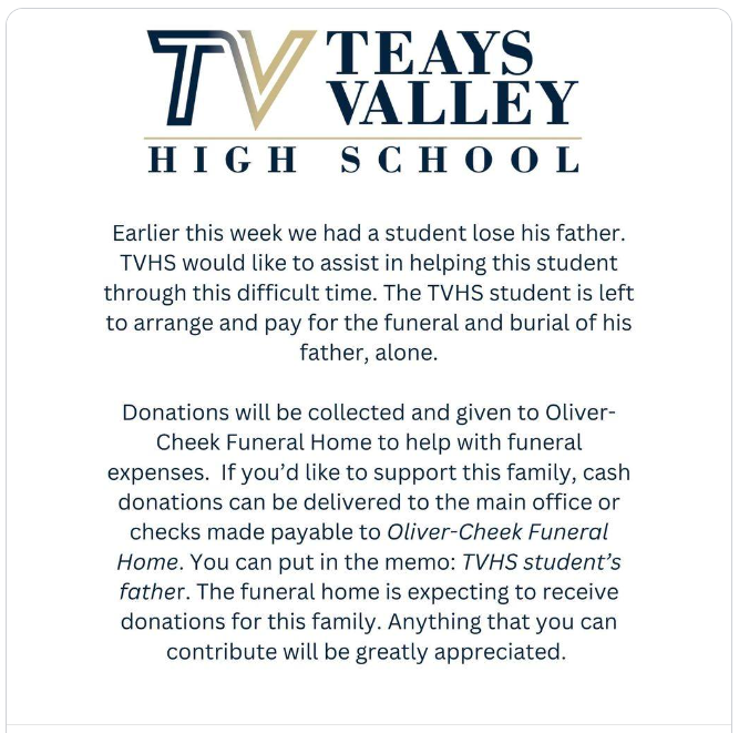 Teays Valley student loses father, collecting money