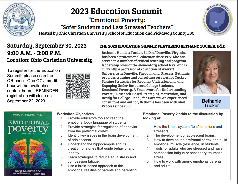 2023 Education Summit "Emotional Poverty" session on Saturday September 30, 2023